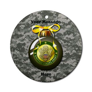 Acu Gifts  Acu Seasonal  Personalized US Army Ornament (Round)