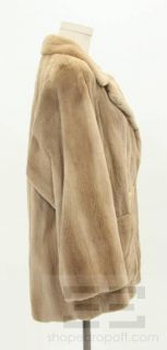 Karl Lagerfeld Tan Sheared Mink Double Breasted Half Length Coat