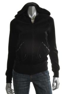 Karen Kane New Black Light Weight Embellished Hooded Jacket Top XS