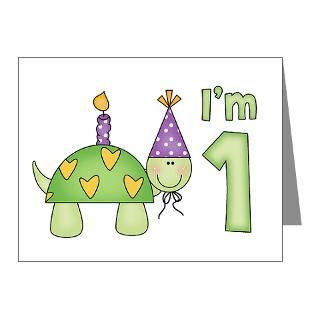 Note Cards  Little Turtle First Birthday Invitations (10 pk
