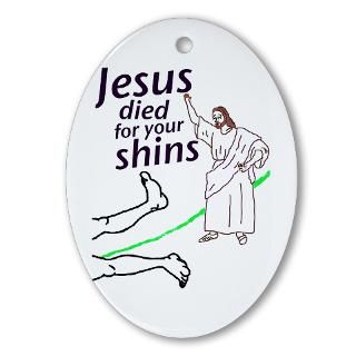 tree ornament jesus died for your shins christmas tree ornament $ 7 00