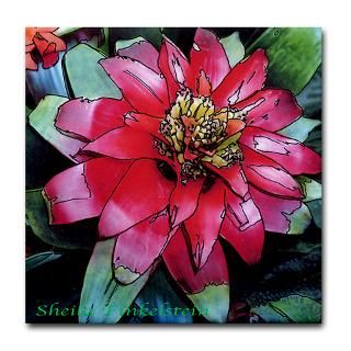 Red Bromeliad Art Tile  Mixed Flowers on Art Tiles  Nature Art