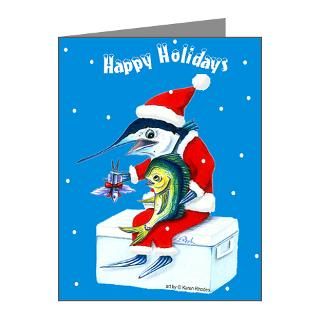 Angler Note Cards  Santa Marlin Holiday Note Cards (Pk of 20