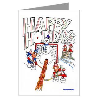 Cartoon Greeting Cards > Snowman Netminder Greeting Cards (Pk of 20