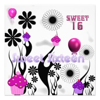 16th Birthday Party Invitations on 16th Birthday Party Cupcake Tree Custom Invitation