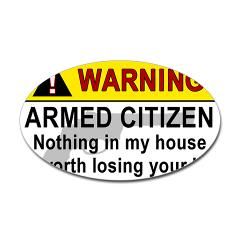 Warning   Armed Citizen Rectangle Sticker by rightleaning