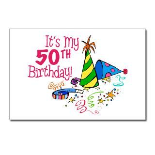Its My 50th Birthday (Party Hats) Postcards (Pack for $9.50