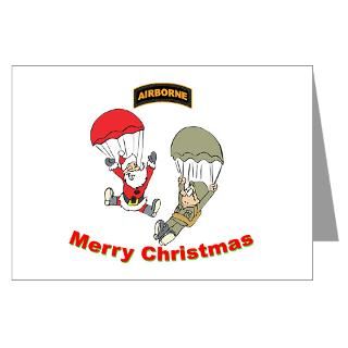 Santa & Soldier Airborne Greeting Cards (Pk of 10)