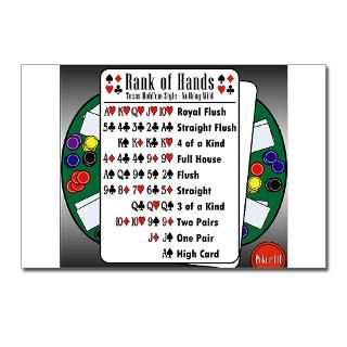 Poker 101 Texas Holdem Rank of Hands Postcards