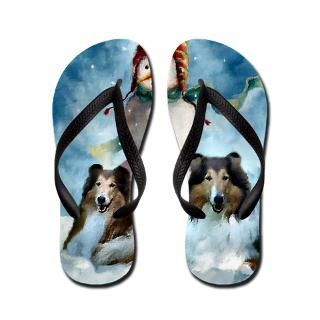 Art Gifts  Art Flip Flops  Collie Christmas Gifts Flip Flops