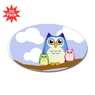 colorful owl family 2 kids oval sticker 50 pk $ 113 99