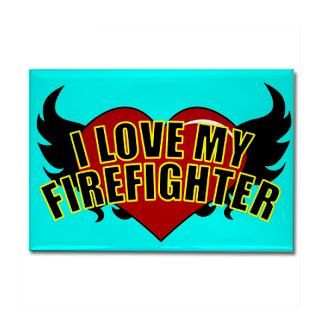 LOVE A FIREFIGHTER: TATTOO Rectangle Magnet