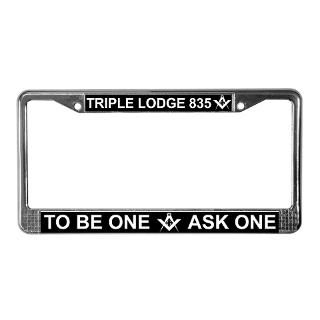 Triple Lodge White Letter License Plate Frame