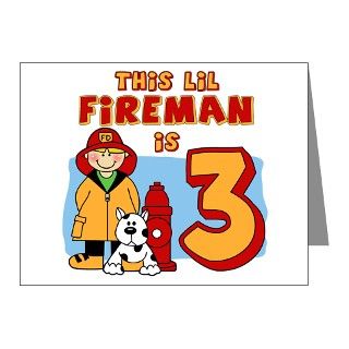 3Rd Birthday Note Cards > Fireman 3rd Birthday Invitations (Pk of 10
