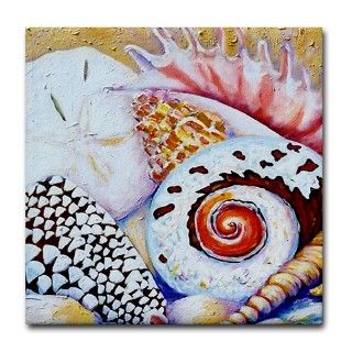 Art Gifts  Art Kitchen and Entertaining  Shells Tile Coaster