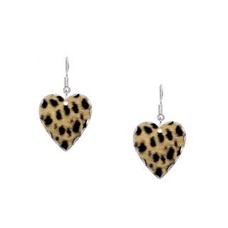 Animals Gifts  Animals Jewelry  Cheetah Print Earring Heart Charm