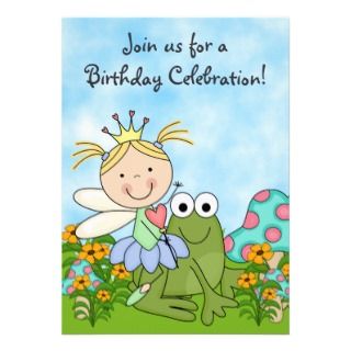 Blond Fairy Princess and Frog Birthday Invite