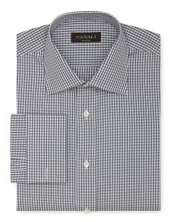 Canali Grey Gingham Check Dress Shirt   Contemporary Fit