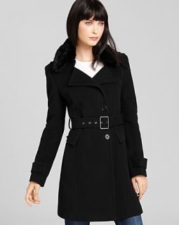 Marc New York Belted Trench with Fur Collar