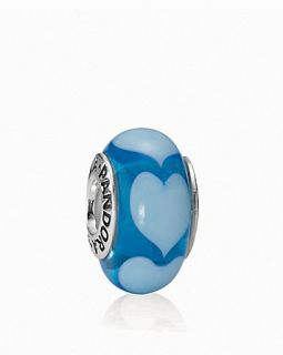 PANDORA Charm   Murano Glass & Sterling Silver Aqua Love, Blue Hearts