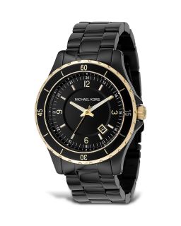 Michael Kors Black Bracelet Watch with Enamel Bezel, 42mm