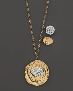 Meira T 14 Kt. Yellow Gold Heart And Diamond Disc Necklace