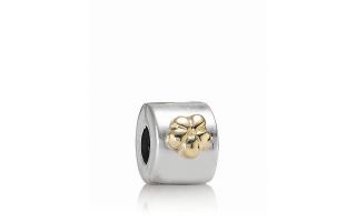 PANDORA Clip   Sterling Silver and 14K Gold Flower