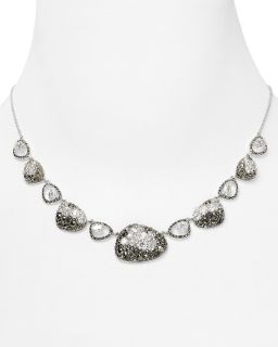 Jack Sterling Silver Marcasite Luminous Crystal Collar Necklace, 16