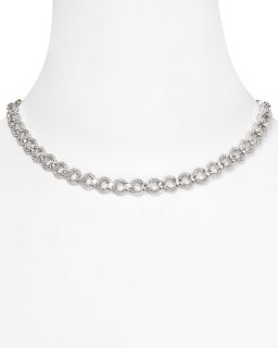 Rhodium Plated Pave Circle All Around Necklace, 16