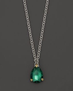 Sterling Silver Green Quartz Pear Drop Necklace, 17