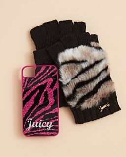 Juicy Couture Girls Ziger Faux Fur Text Glove & iPhone Gift Set