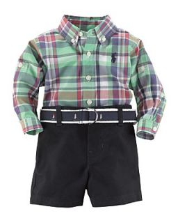 Ralph Lauren Childrenswear Infant Boys Plaid Shirt & Short Set