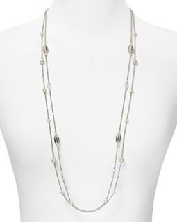 Two Row Pearl and Crystal Illusion Necklace, 36