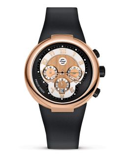 Philip Stein Active Rose Gold Chronograph Watch with Black Silicone