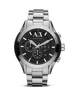Armani Exchange Zulu Black Dial Stainless Steel Bracelet Watch, 47mm