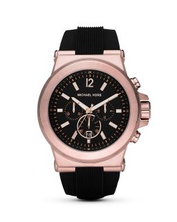 Michael Kors Black & Rose Gold Tone Watch, 45mm