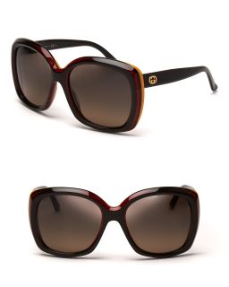 Gucci Oversized Colorblock Stripe Sunglasses