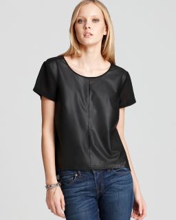 aqua tee shirt faux leather price $ 78 00 color black size select size