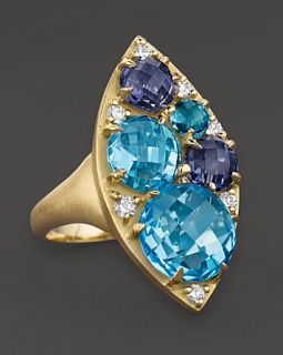 Carelle Blue Topaz, Iolite And Diamond Marquis Cluster Ring