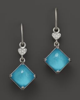 Lisa Nik Sterling Silver Ocean Drop Earrings with Diamonds