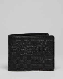 Burberry London Embossed Check Pebbled Leather Wallet