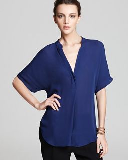 vince top cap sleeve half placket price $ 235 00 color military size