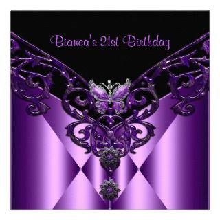 Purple Butterfly Birthday Party Invitations, Announcements, & Invites