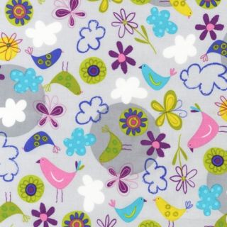Kaufman Fly Away Birds Flowers and Butterflies Fabric Quilt BTY