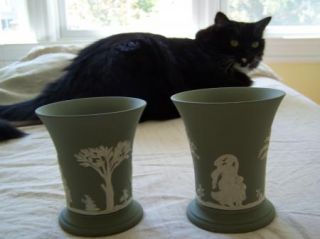 Wedgwood Pottery Sage Green Jasperware Vase Urn Cup Toothbrush