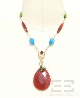 Kendra Scott Sterling Silver Multicolor Gemstone Necklace