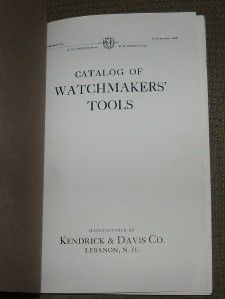 Kendrick Davis Co Catalog of Watchmakers Tools 7