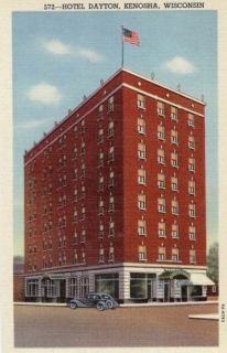 You are bidding on a vintage postcard of the Hotel Dayton in Kenosha