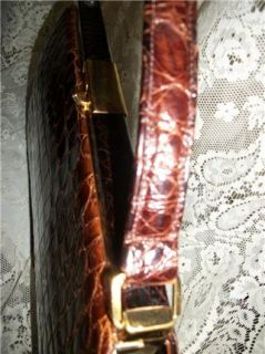 Vintage Bellestone Large Brown Alligator Kelly Handbag
