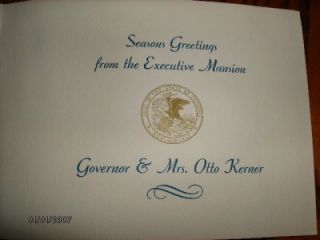 Otto Kerner Former Governor of Illinois Mid 1960s Christmas Card